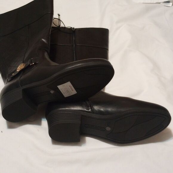 Black Liz Claiborne Knee High Boots 8.5 Wide Calf NWT - Picture 5 of 13